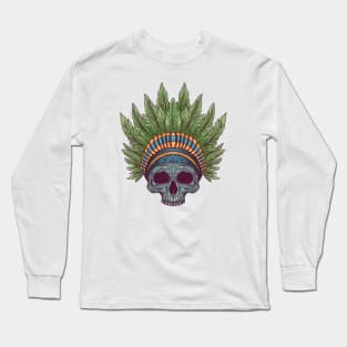 Skull leaf indian Long Sleeve T-Shirt